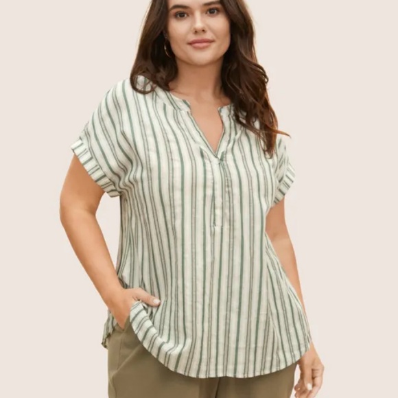 BloomChic Tops - BLOOMCHIC Striped Green Women's Top